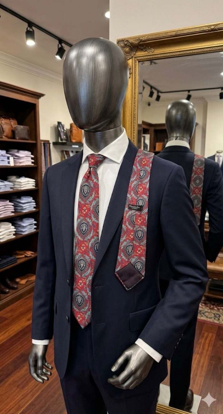 Christian Dior Monsieur Red Ornate Paisley Medallion Silk Tie